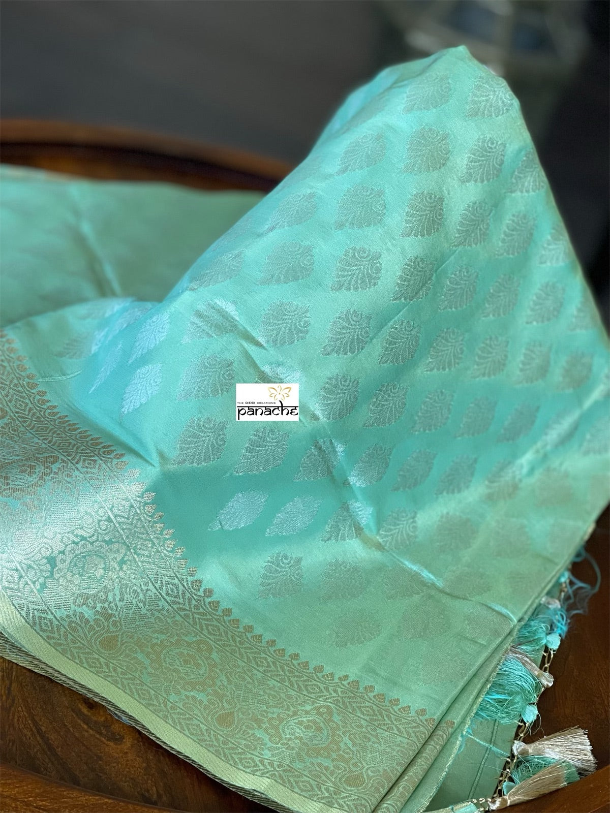 Tissue Silk Banarasi- Mint Dual Shaded