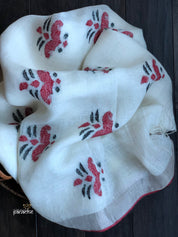 Linen Handloom Exclusive - Silver Zari White woven