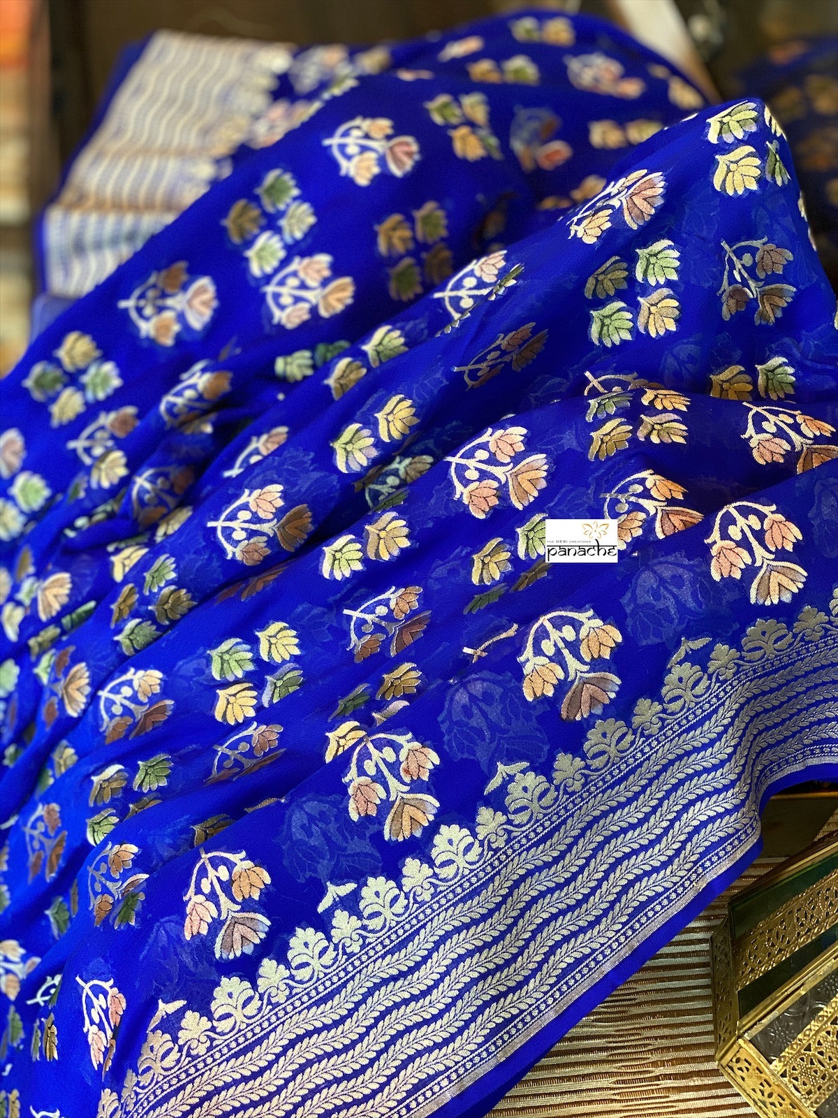 Khaddi Georgette Banarasi - Royal Blue Meenakari