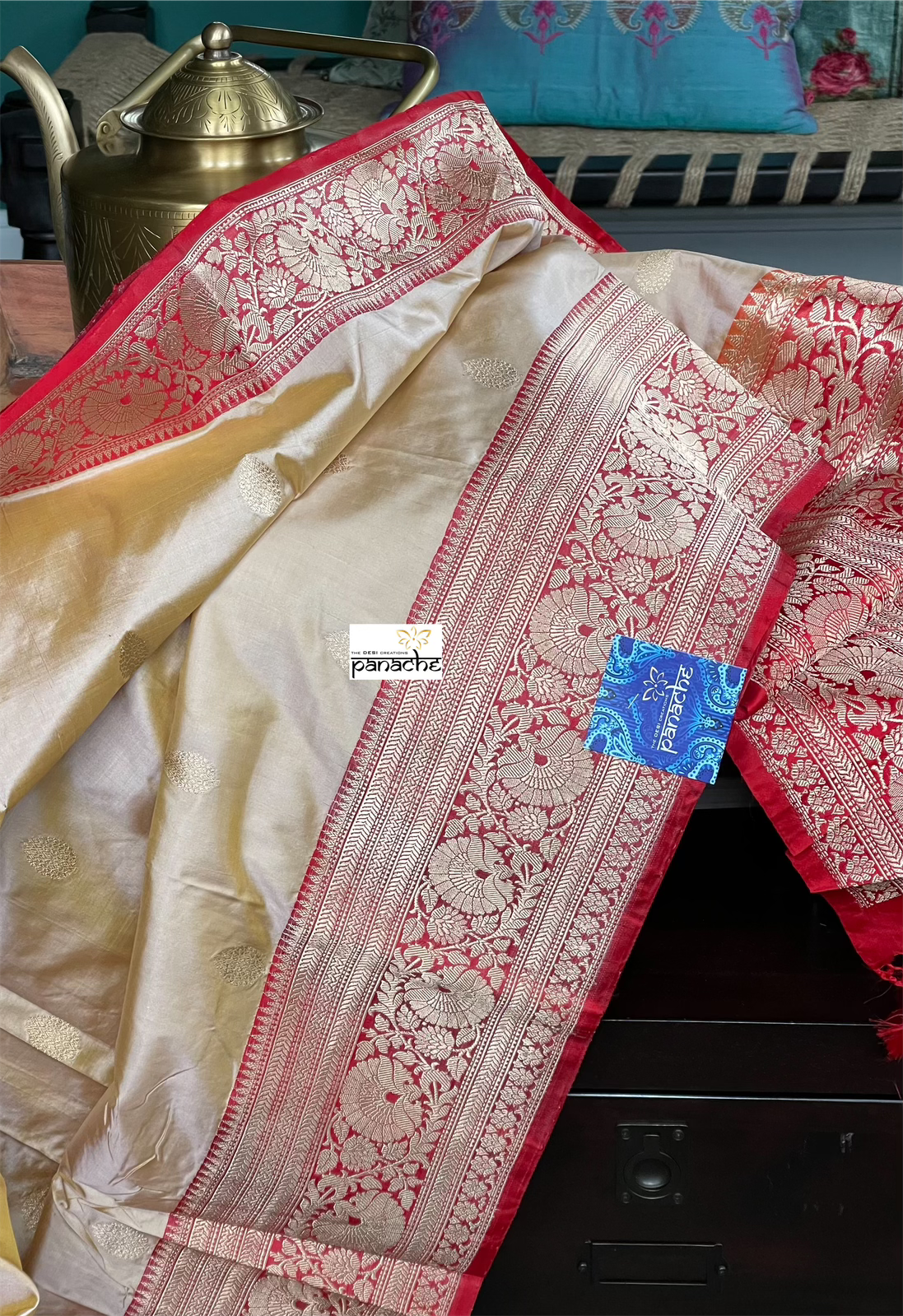 Pure Katan Silk Banarasi - Tussar Color Red