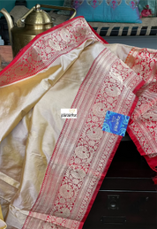 Pure Katan Silk Banarasi - Tussar Color Red
