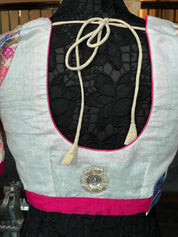 Designer Blouse - Offwhite Magenta