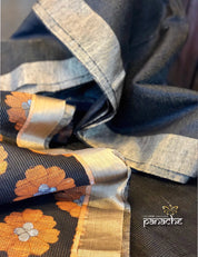 Matka Silk - Black Zari checks Woven Palllu