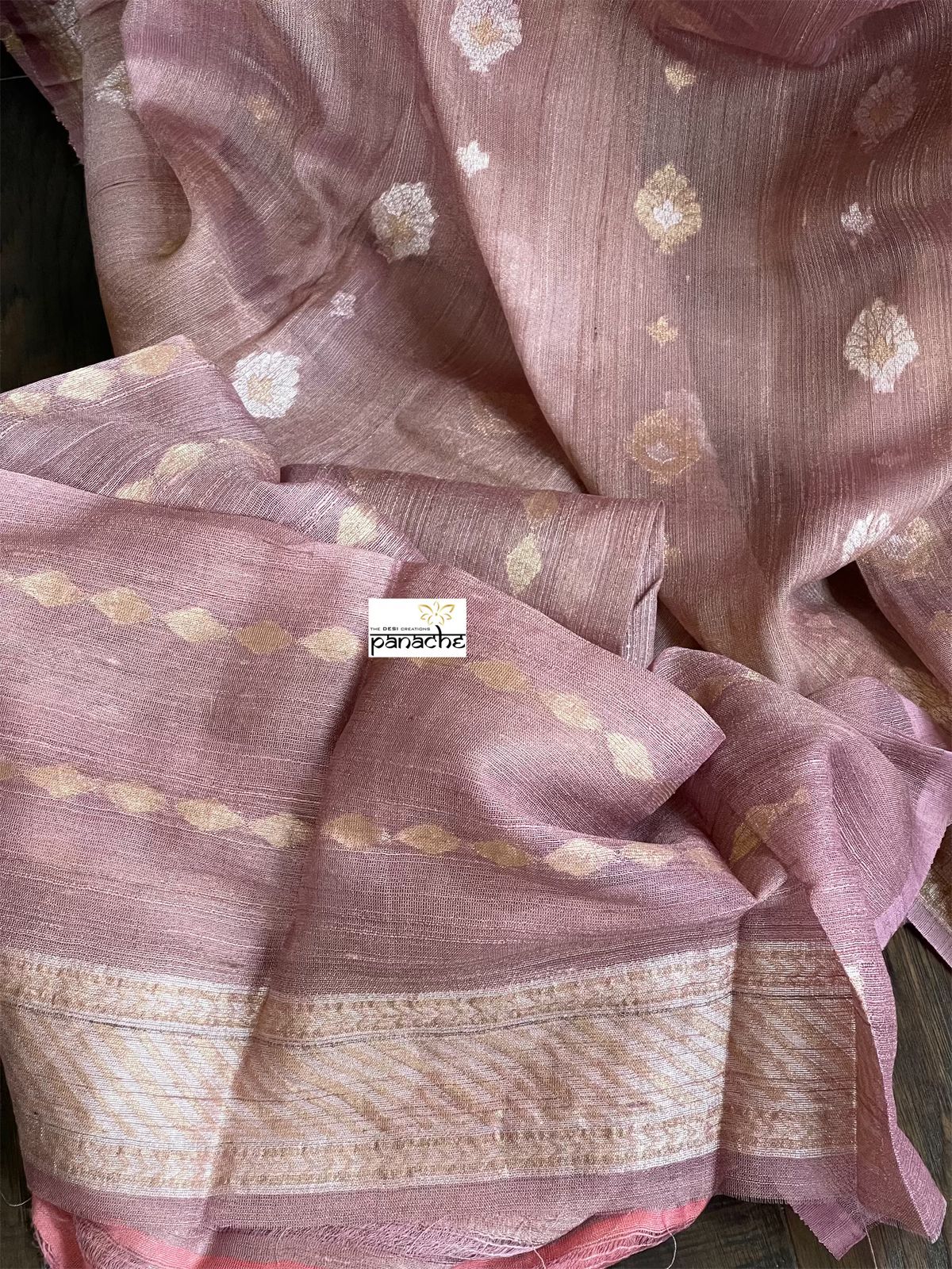 Khaddi Tussar Banarasi -  Dusty Pink