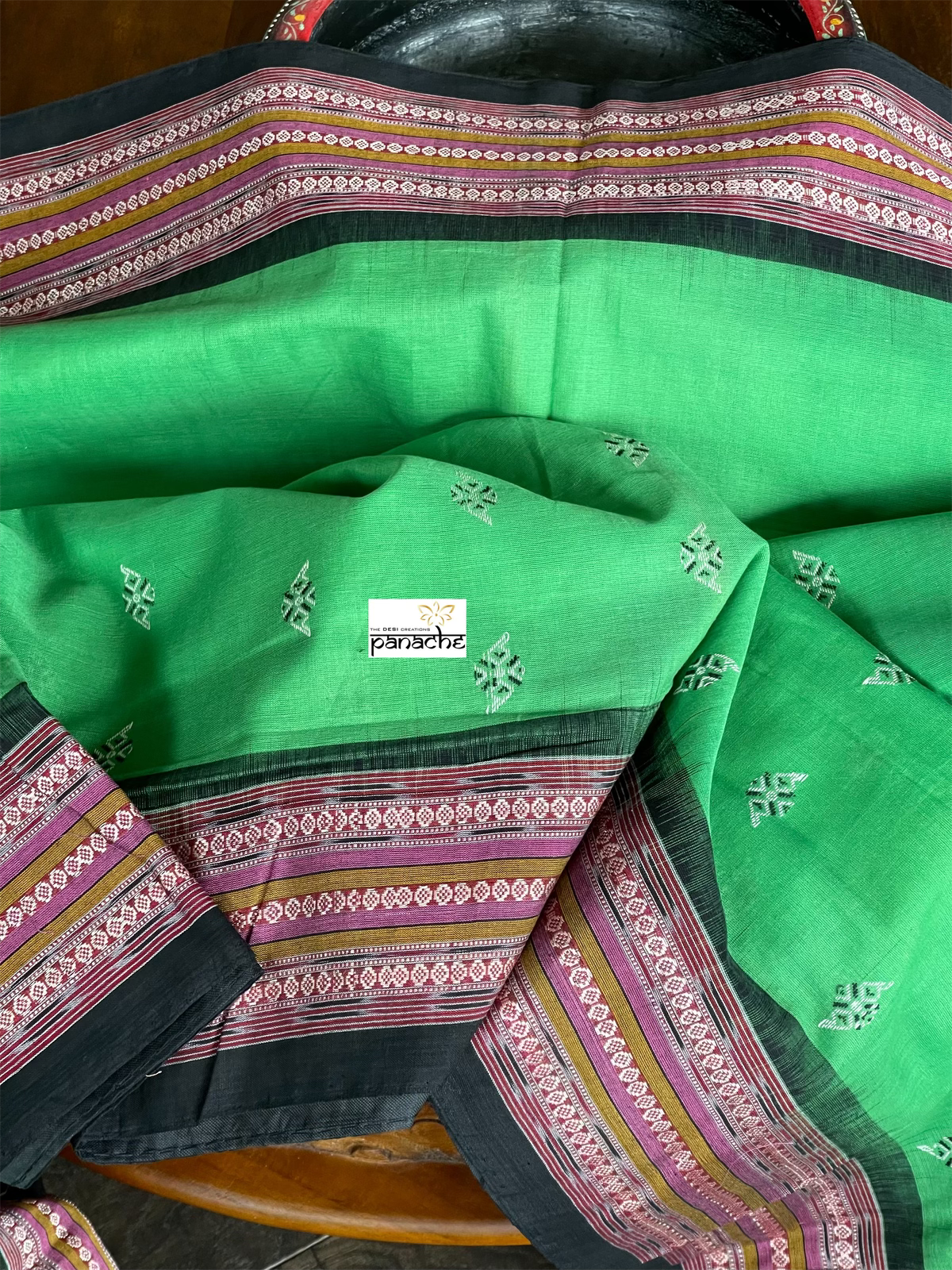 Pure Cotton Bomkai - Green Black