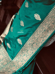 Pure Katan Silk Banarasi - Green Antique Zari