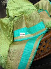 Pure Silk Katan Bootidaar Banarasi - Pista Green Kadhwa