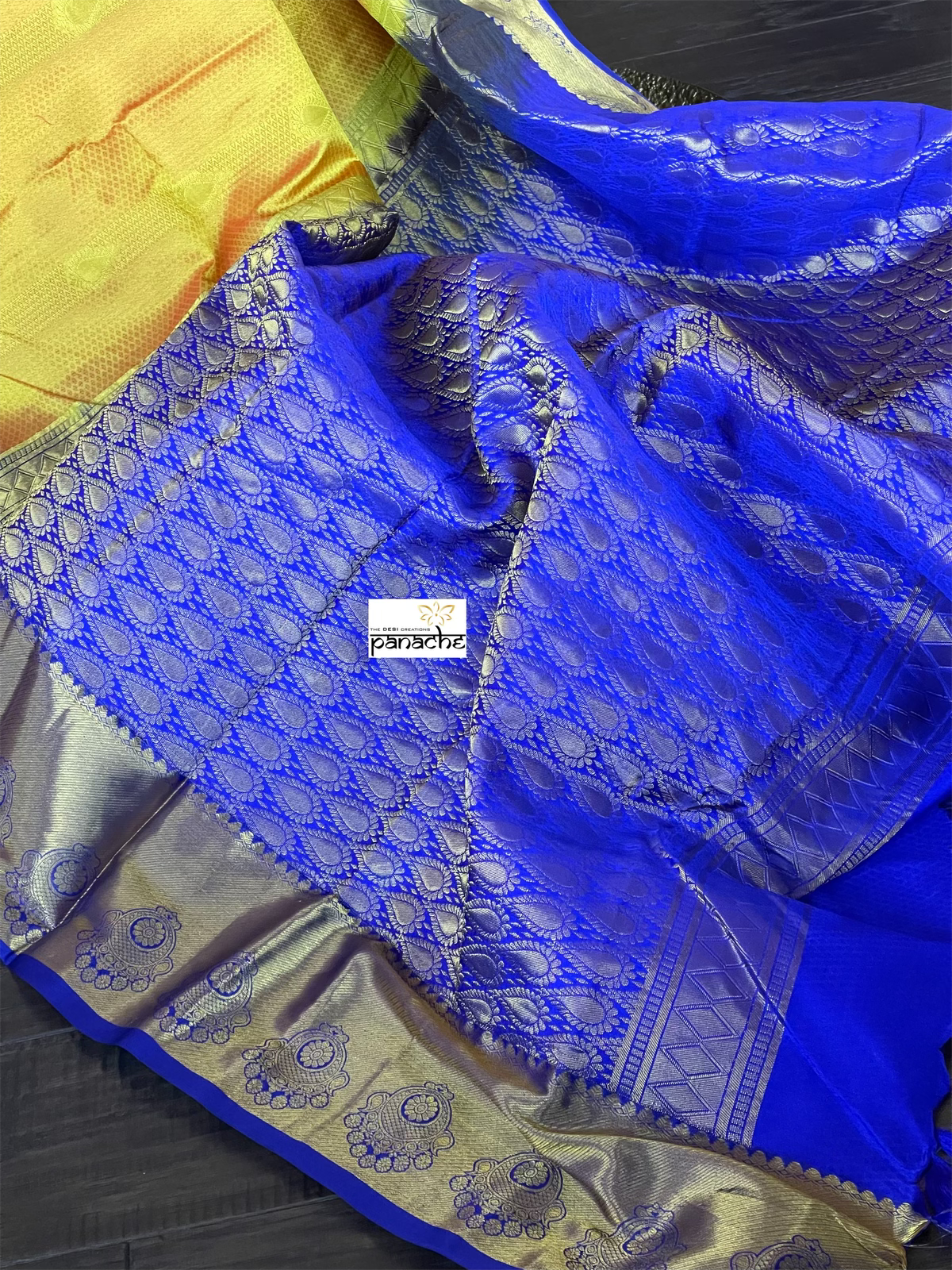 Silk Kanjivaram - Yellow Blue
