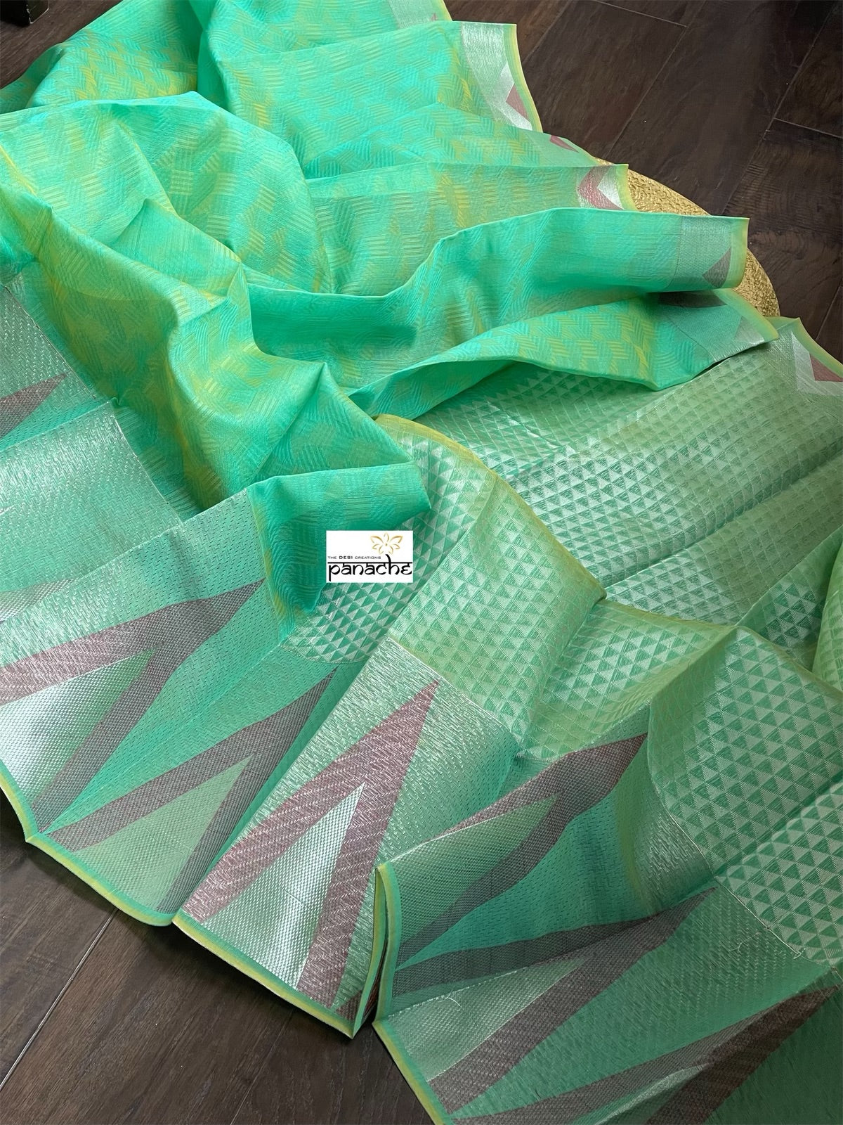 South Cotton Silk - Sea-Green Magenta Pink