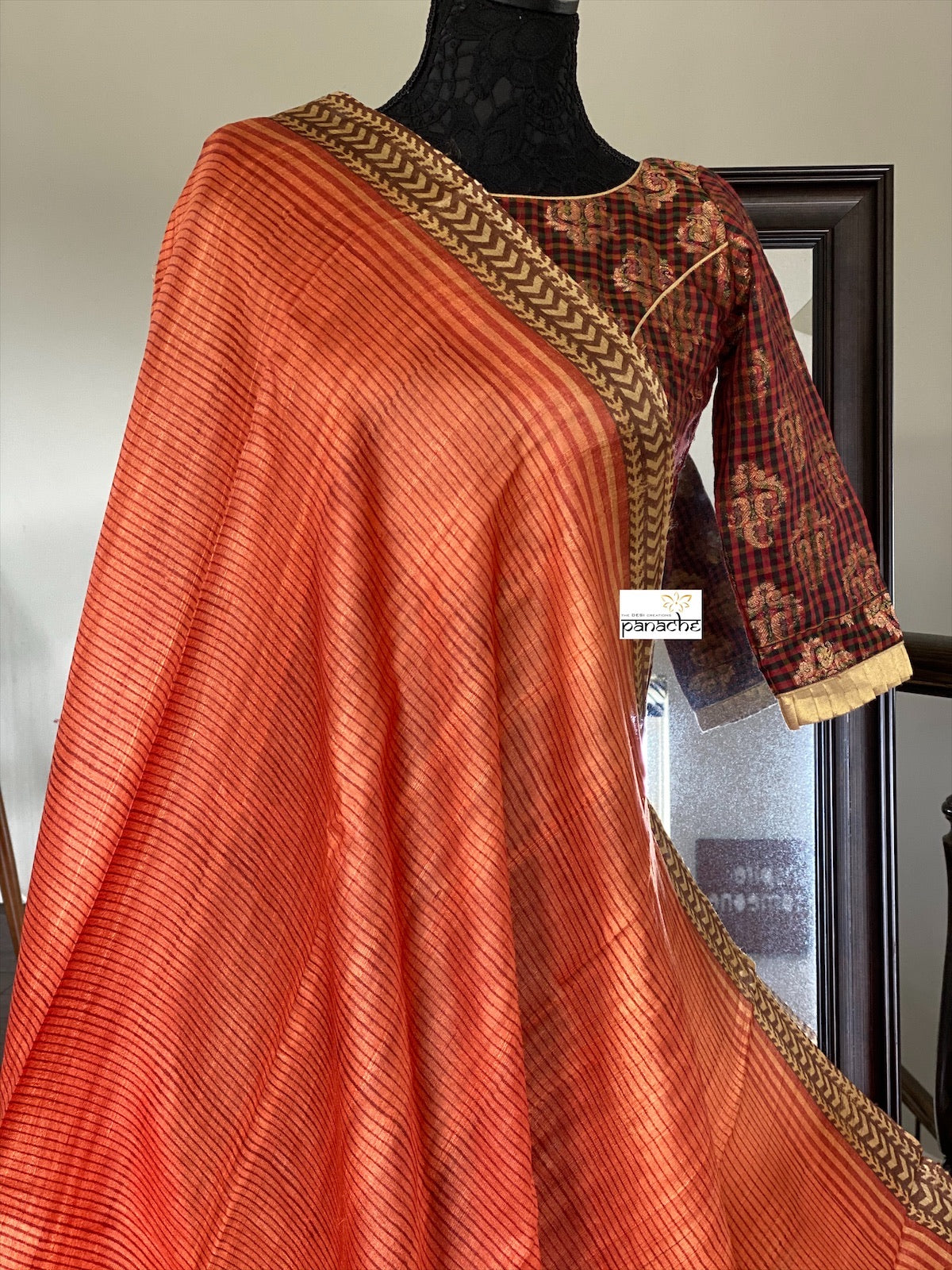 Designer Blouse - Maroon Red Black checkered