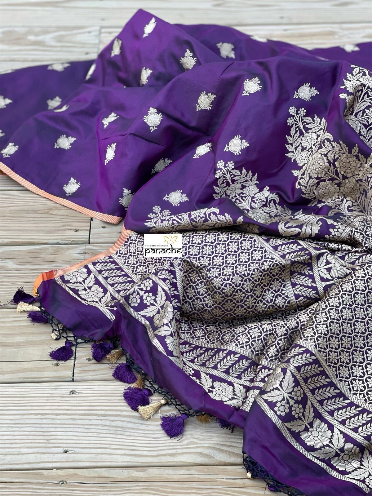 Pure Katan Silk Banarasi - Shot Purple