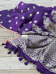 Pure Katan Silk Banarasi - Shot Purple