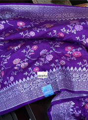 Khaddi Tussar Banarasi - Purple Meenakari