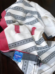 Pure Khadi Handloom - Off White Red Black Border