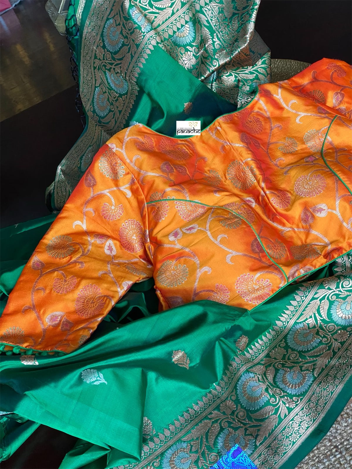 Designer Blouse - Orange Meenakari