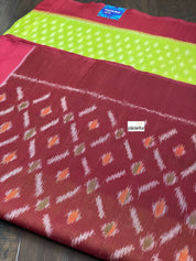 Pure Telia Cotton  - Fluorescent Green Maroon