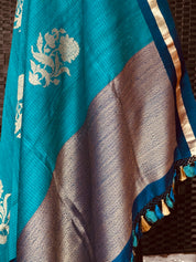 Dupion Tussar Banarsi - Turquoise Blue