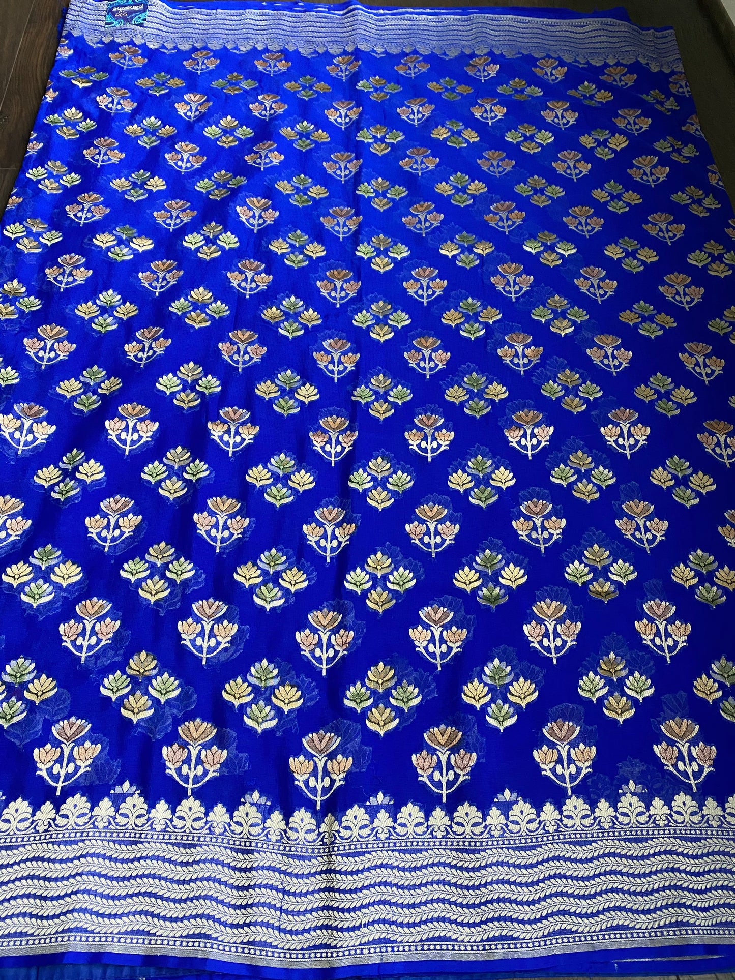 Khaddi Georgette Banarasi - Royal Blue Meenakari