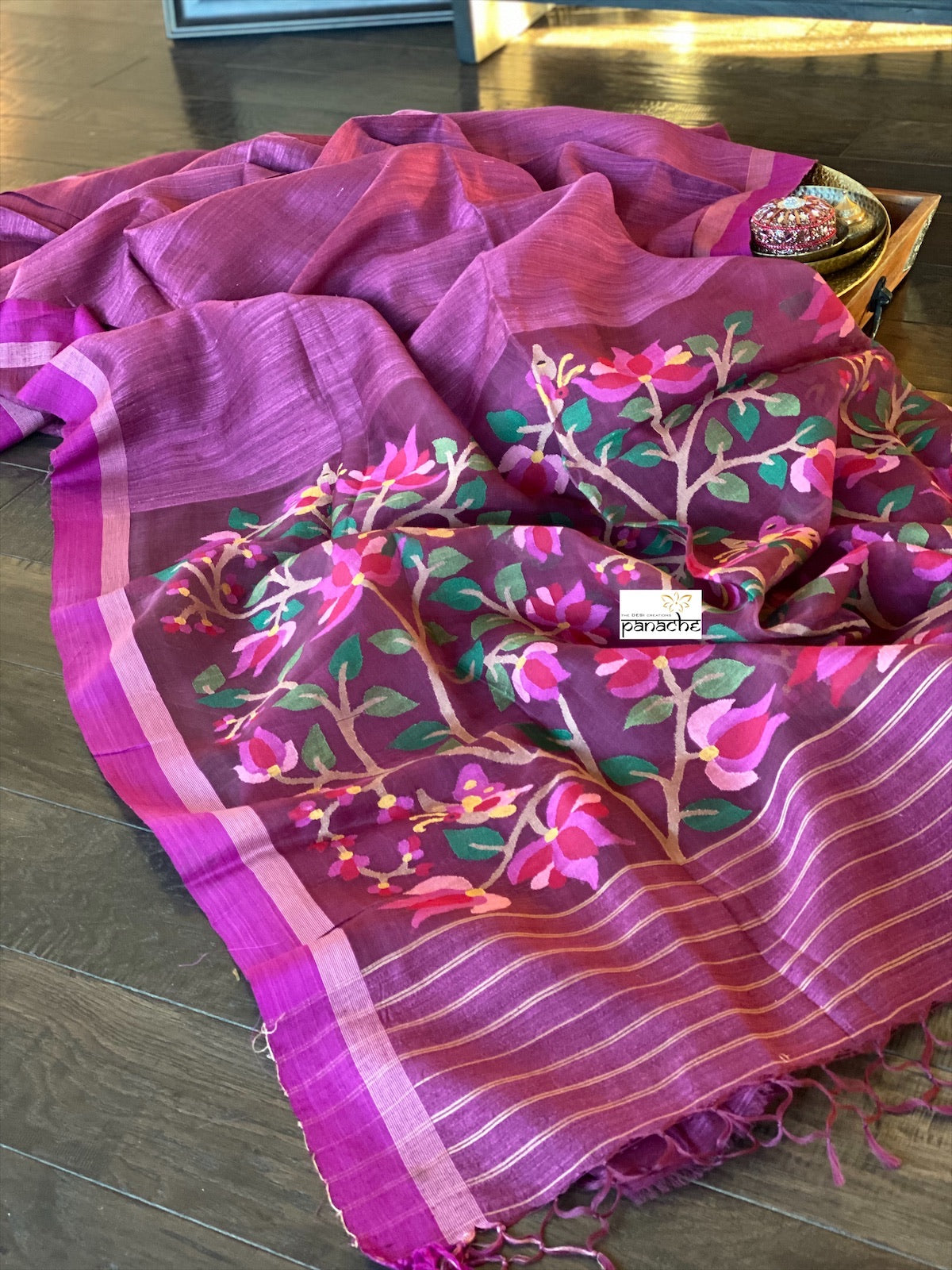 Matka Silk - Purple Jamdaani weave