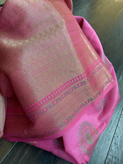 Cotton Silk Banarasi - Pink Meenakari