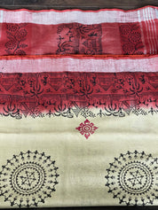Linen Printed - Beige Yellow Maroon