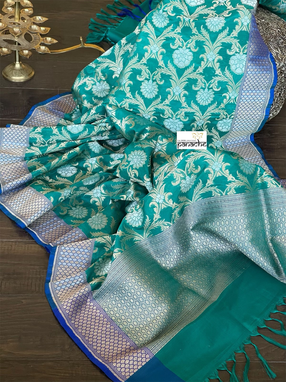 Pure Silk Banarasi Dupatta - Sea Green Handwoven