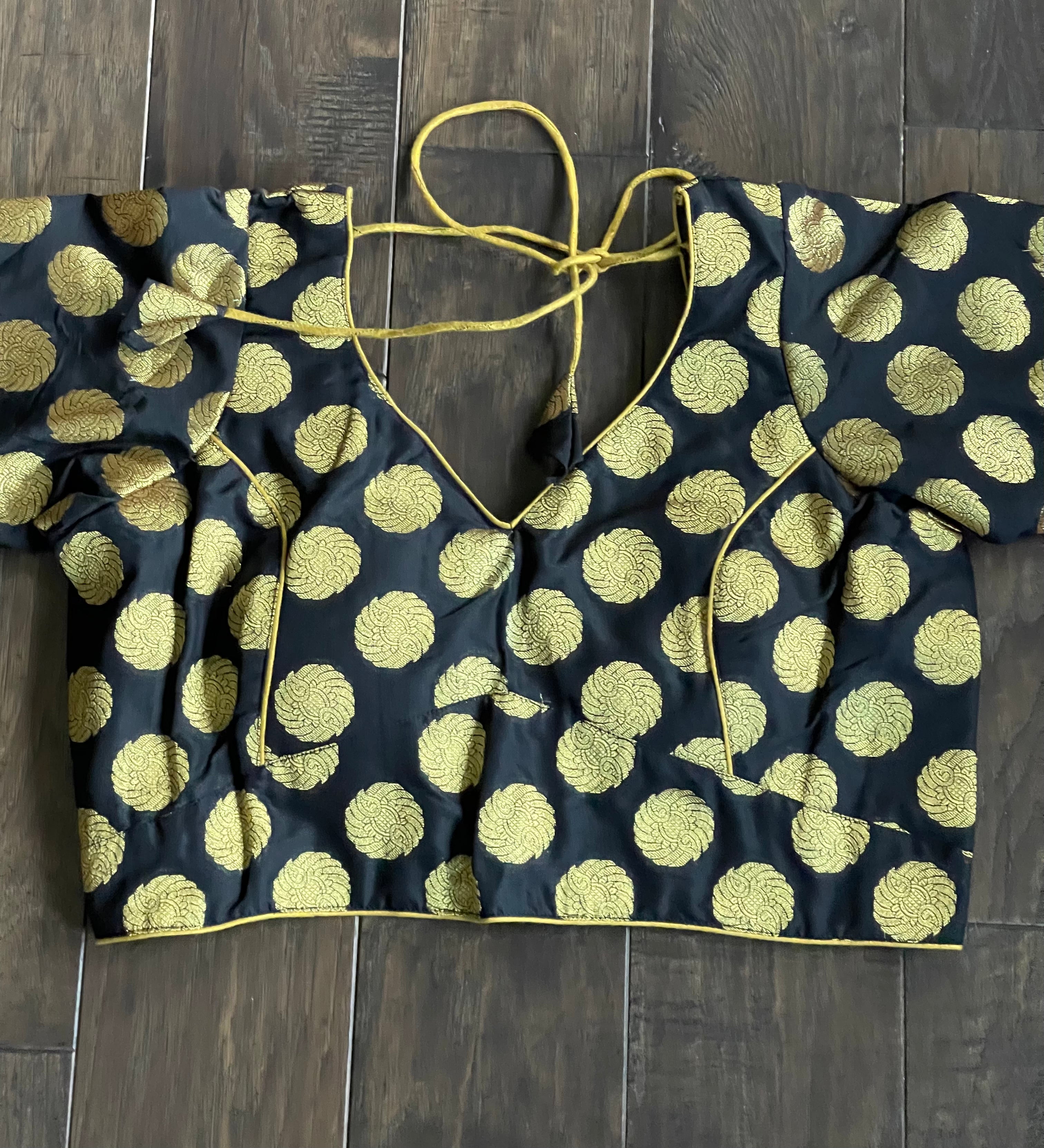 Designer Blouse - Black Gold Zari