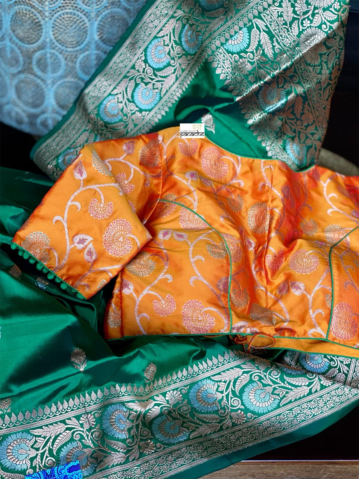 Designer Blouse - Orange Meenakari