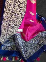 Katan Silk Banarasi - Magenta Pink Blue