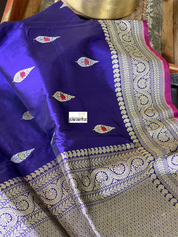 Pure Silk Banarasi - Purple Blue Kadwa