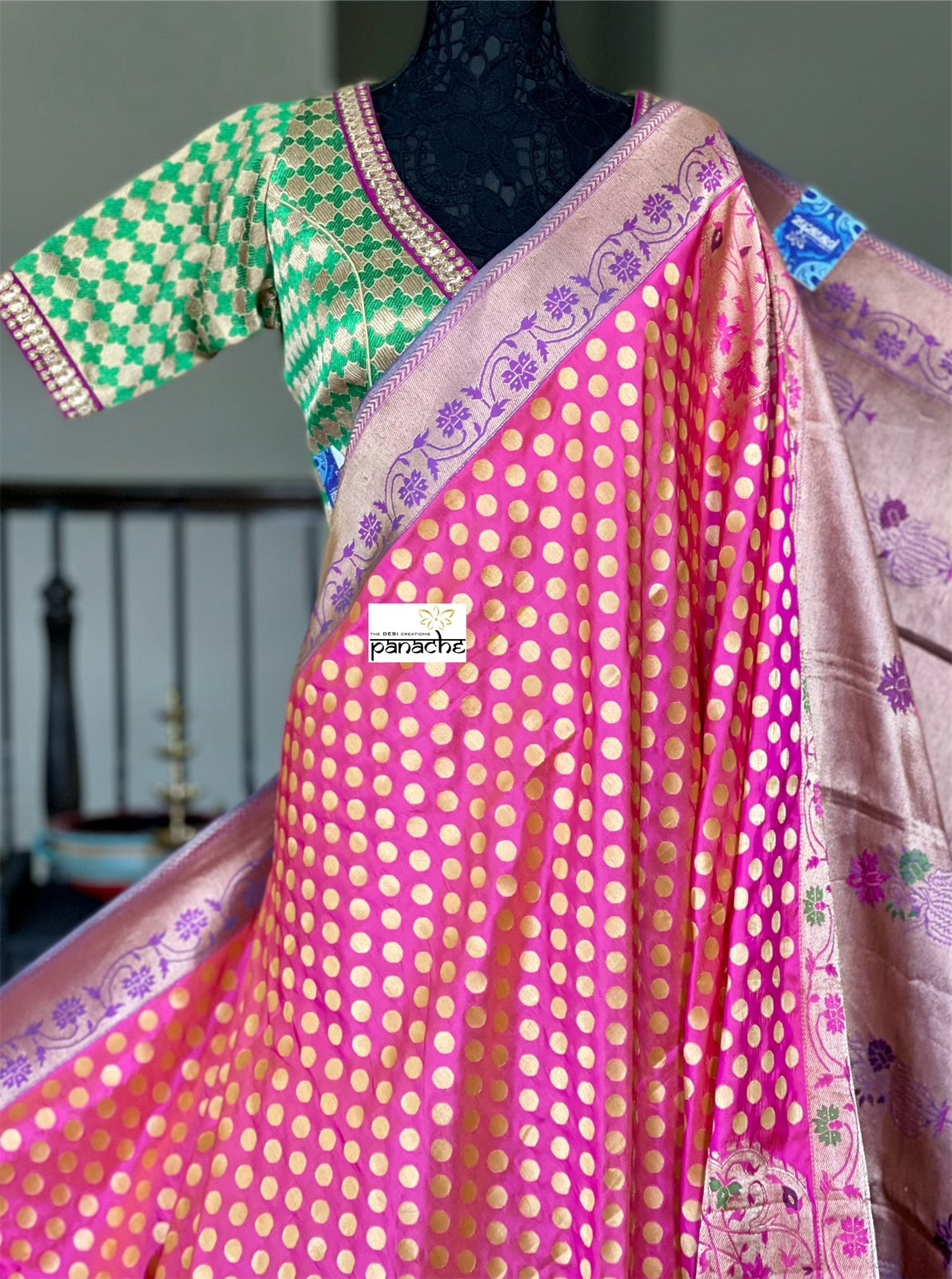 Katan Silk Banarasi - Shot Pink Paithani Woven