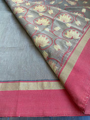Cotton Silk Chanderi - Grey Brown Meenakari