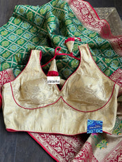 Soft Silk Banarasi - Green Red Woven