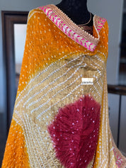 Bandhej Dupatta - Ochre Yellow