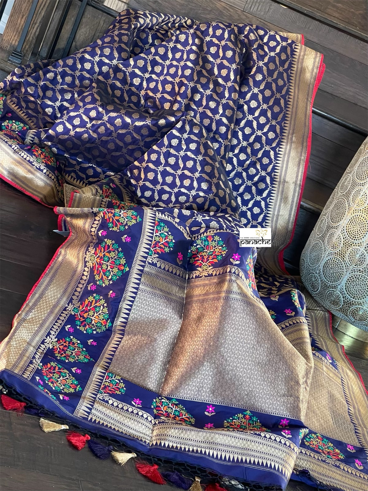 Soft Silk Banarasi - Navy Blue Antique Golden Zari