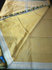 Katan Silk Banarasi - Yellow Kadhwa Woven