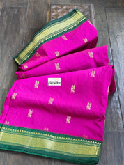 Gadwal Cotton Silk - Magenta Green