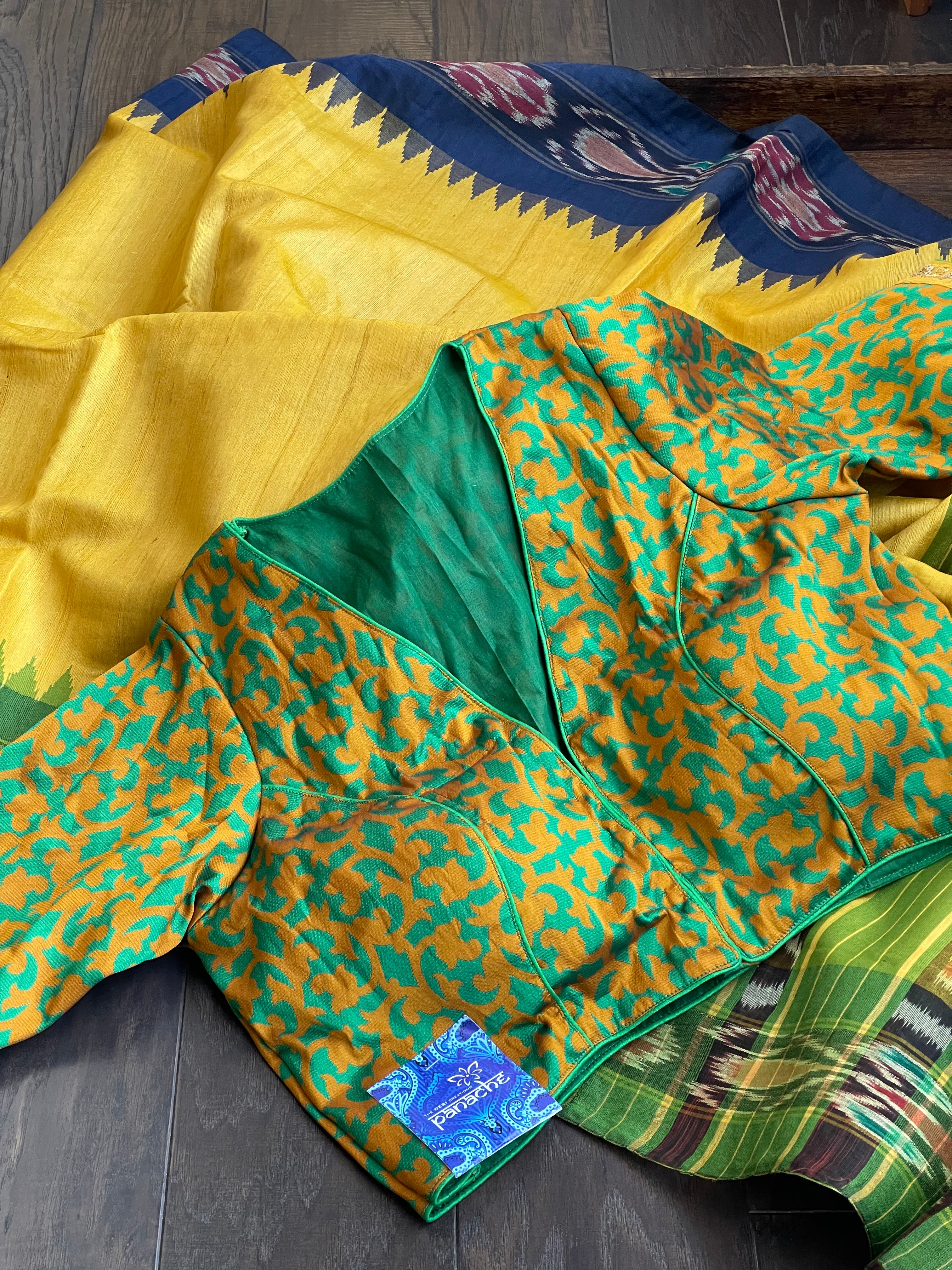 Designer Blouse - Green Orange Yellow