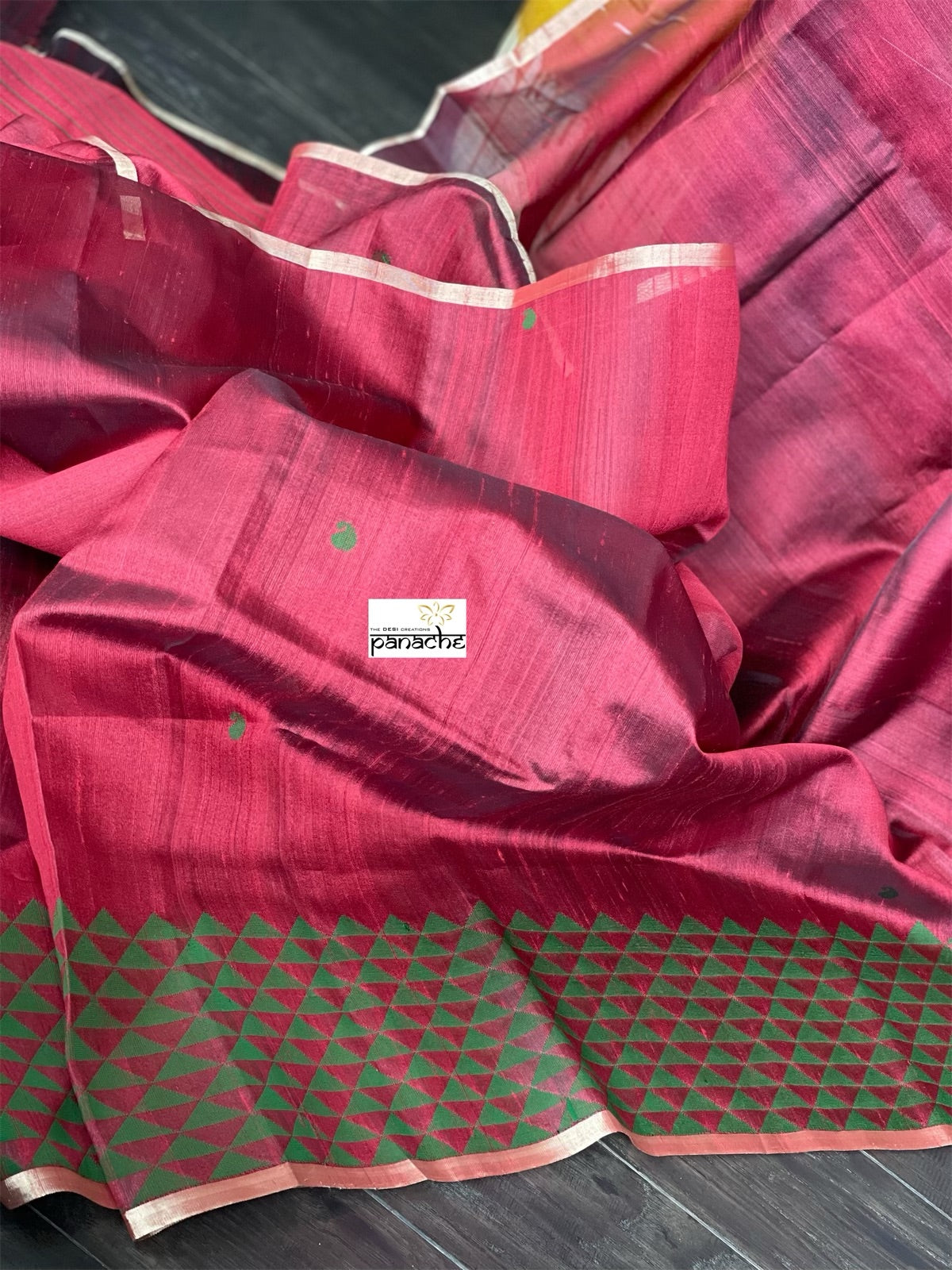 Tussar Silk - Maroon Green