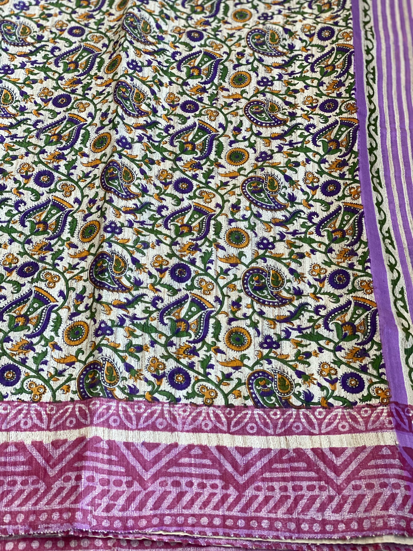 Tussar Gicha Silk -Tussar color Kalamkari Printed