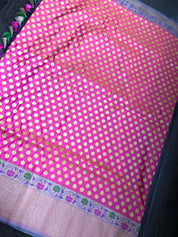 Katan Silk Banarasi - Shot Pink Paithani Woven