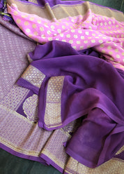 Khaddi Georgette Banarasi - Pink Purple Butidaar