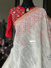 Pure Khadi  Handloom - Off-White Black Maroon Woven
