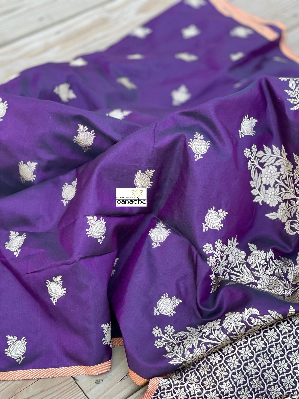 Pure Katan Silk Banarasi - Shot Purple