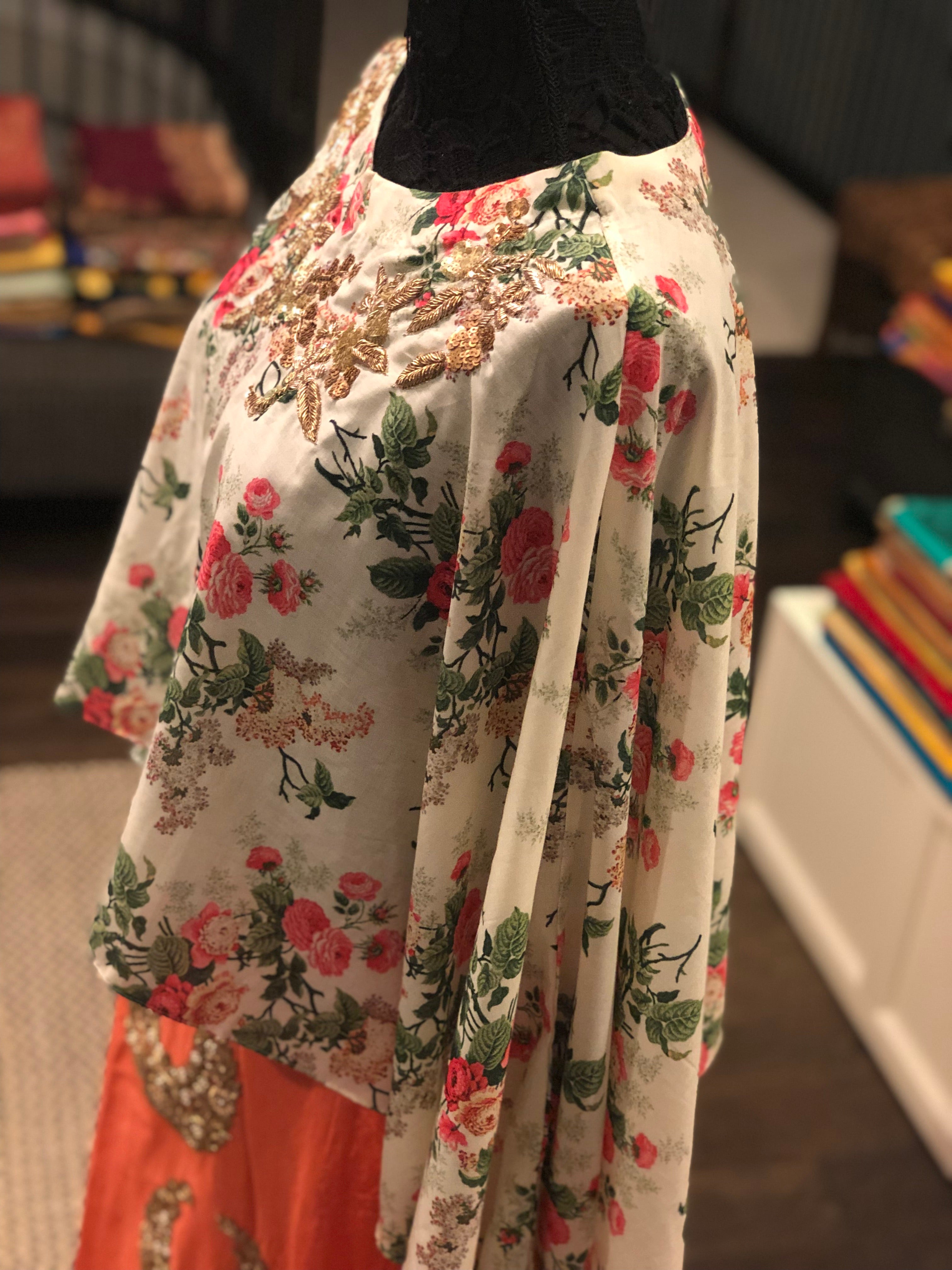 Skirt Blouse Set - Floral Top and Bottom