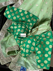 Designer Blouse - Green Zari woven