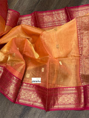 Tissue Chanderi Organza Silk - Dual Shaded Peach Orange Magenta