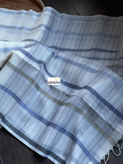 Matka Muslin Silk - Off-White Black Blue