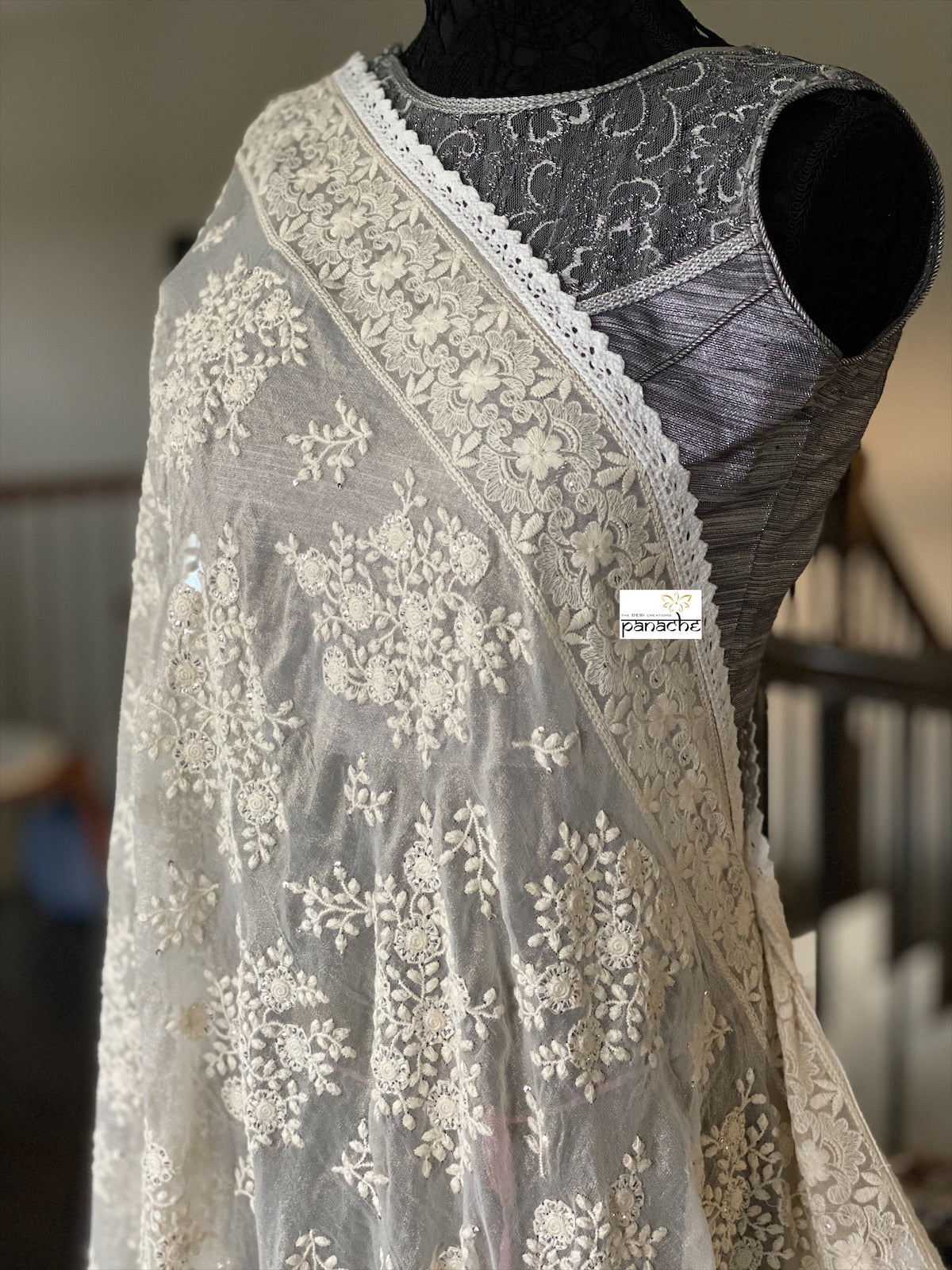 Designer Blouse - Silver Brocade