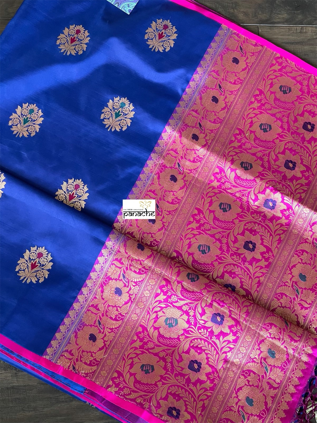 Katan Silk Banarasi - Bright Blue Meenakari – Panache-The Desi Creations